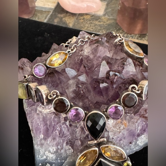 Rare Nicky Butler Elegant Multi-Color Gemstone Necklace Sterling Silver Silver - Picture 7 of 15